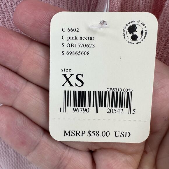 Free People Intimately Sloane Bodysuit Pink Nectar Knit WMN XS Henley Snap Scoop - Picture 9 of 13